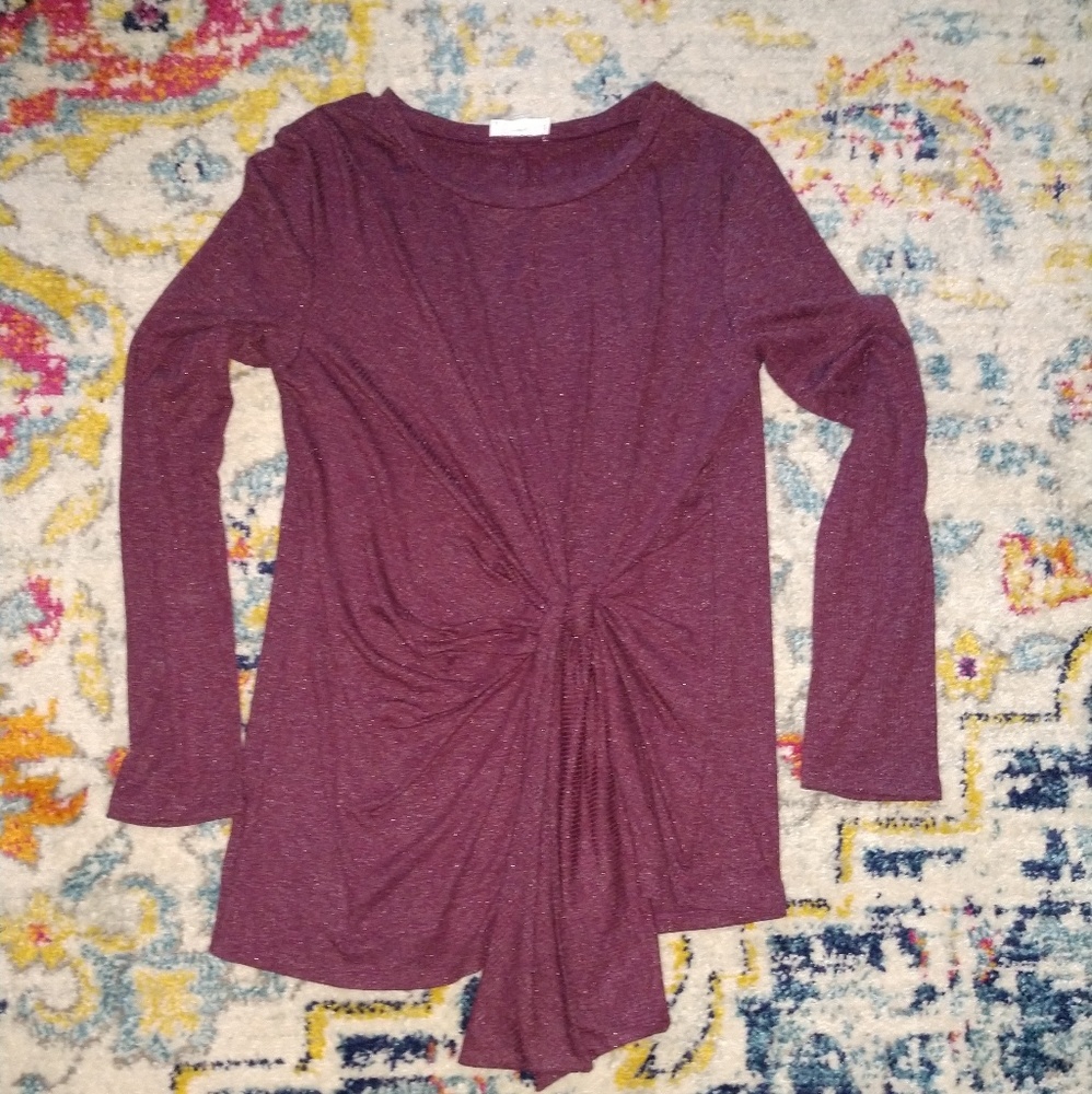 Cute Berry Top with Tie Detail